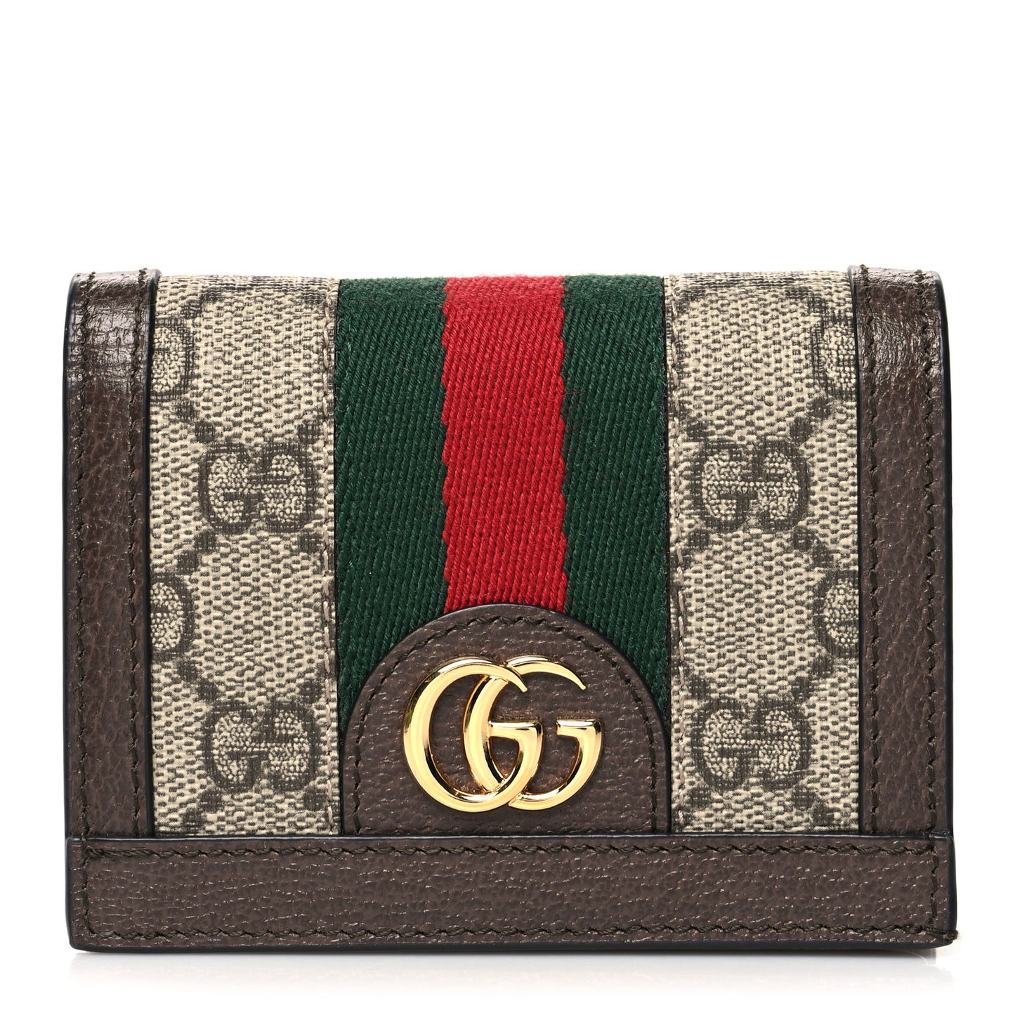 GG Supreme Monogram Web Ophidia Card Case Beige New Acero
