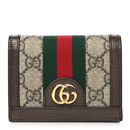 Gucci GG Supreme Monogram Web Ophidia Card Case Beige New Acero 1 of 12