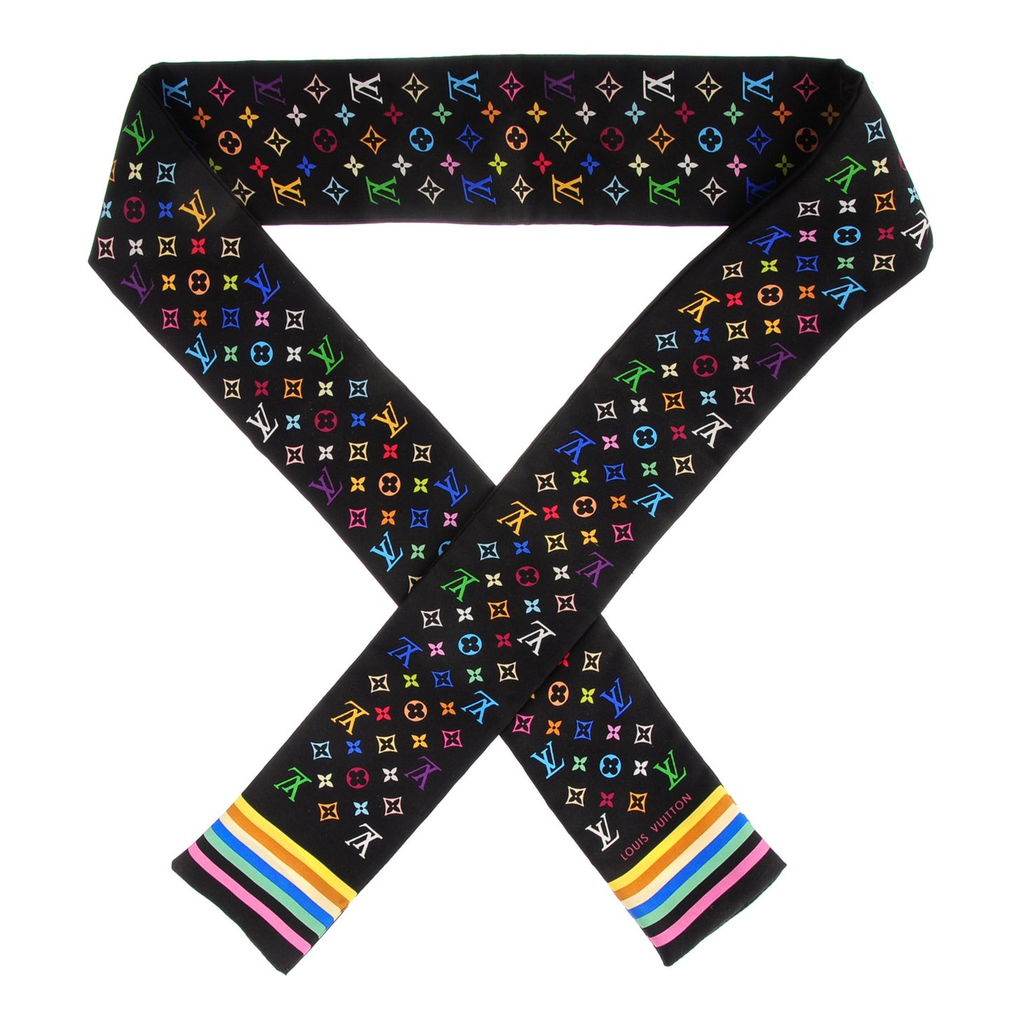 Silk Monogram Multicolor Bandeau Black