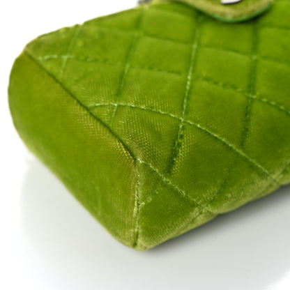 Chanel Velvet Quilted Mini Phone Holder Crossbody Bag Green 9 of 17