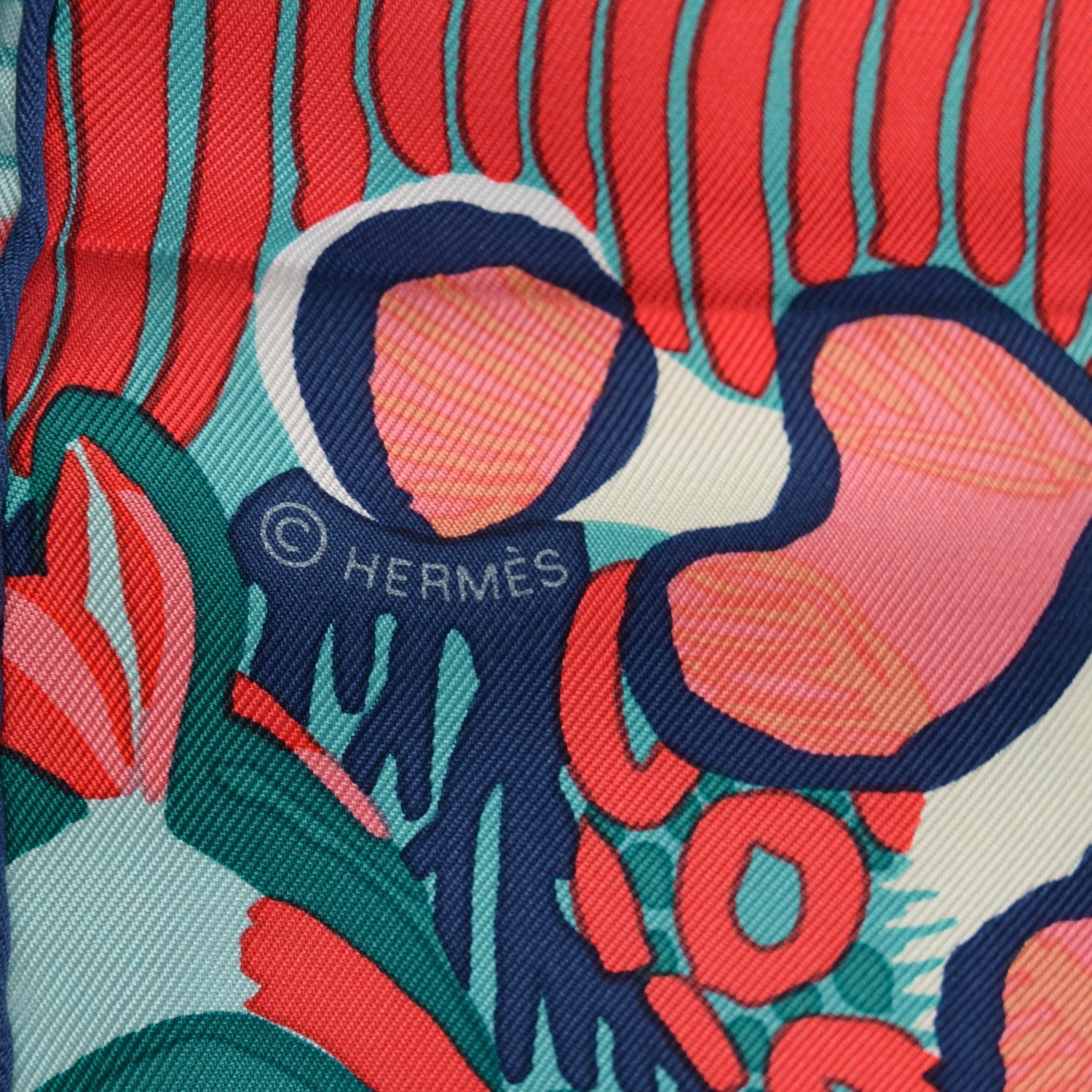 Hermes Silk Under The Waves Scarf 90 Vert Corail Aqua 5 of 7