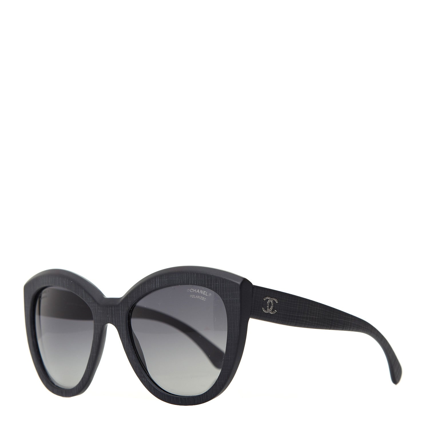 Chanel Tweed Effect CC Polarized Butterfly Signature Sunglasses 5332 Black 1 of 8