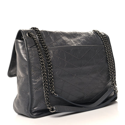 Saint Laurent Crinkled Calfskin Matelasse Monogram Large Niki Chain Satchel Storm 3 of 11