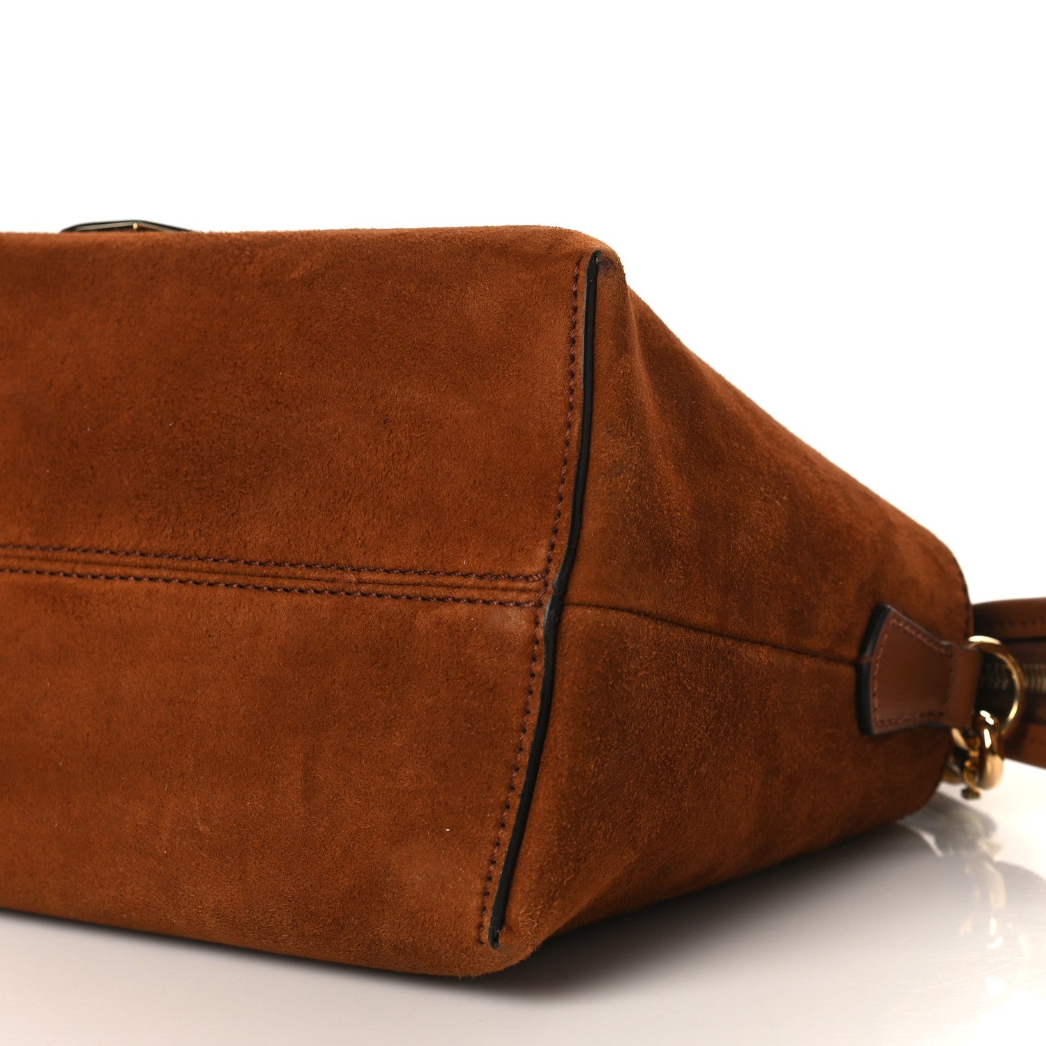 Fendi Suede Vitello Dolce Coin Pocket Medium By The Way Boston Bag Cuoio Corteccia 8 of 8