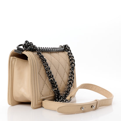 Chanel Calfskin Quilted Double Stitch Medium Boy Flap Beige 3 of 13