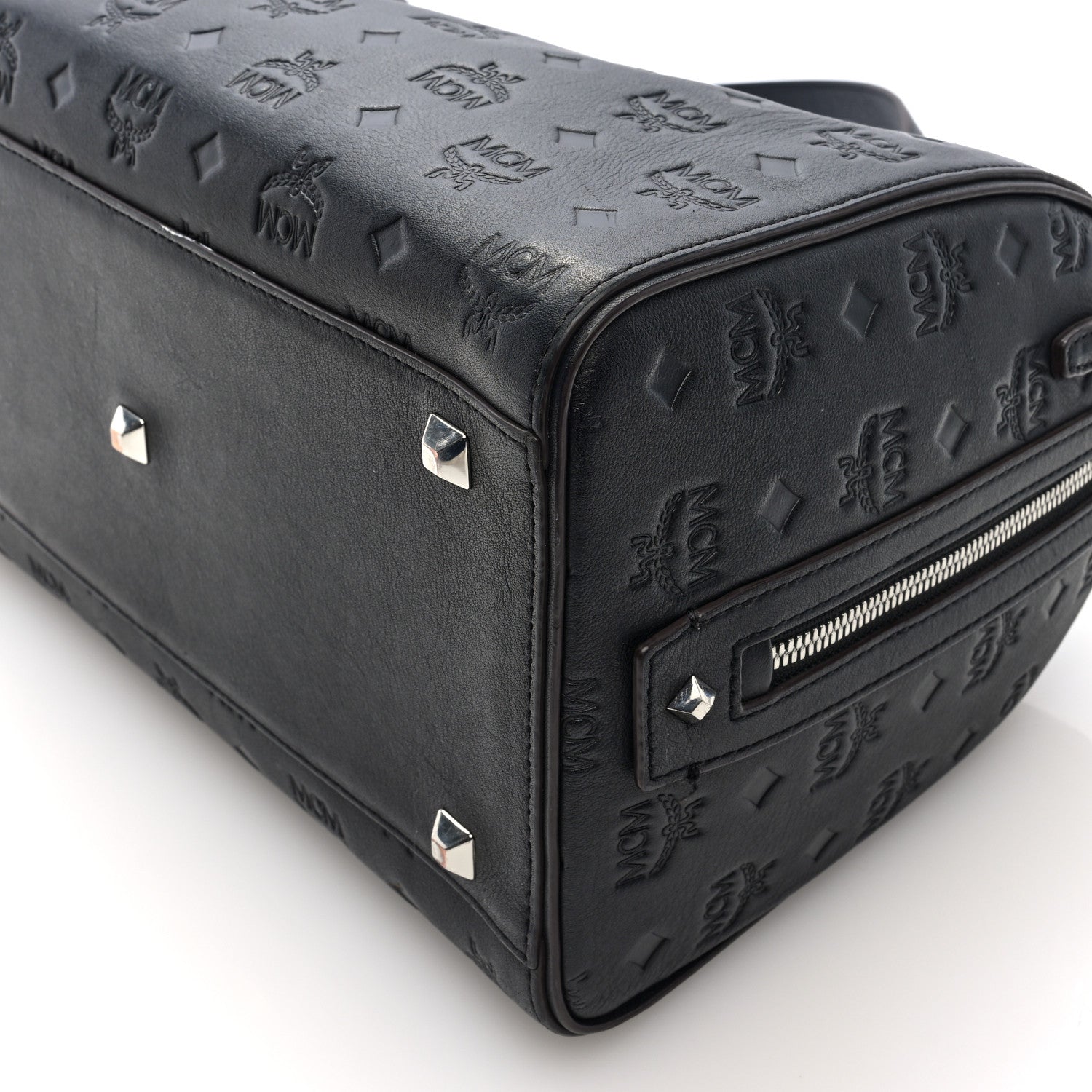 MCM Calfskin Ottomar Monogram Essential Boston Bag Black 9 of 9