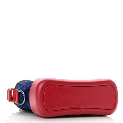 Chanel Suede Calfskin Quilted Small Gabrielle Hobo Red Blue Yellow 4 of 10
