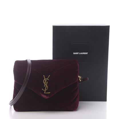 Saint Laurent Velvet Y Quilted Monogram Toy Loulou Crossbody Bag French Burgundy 10 of 10