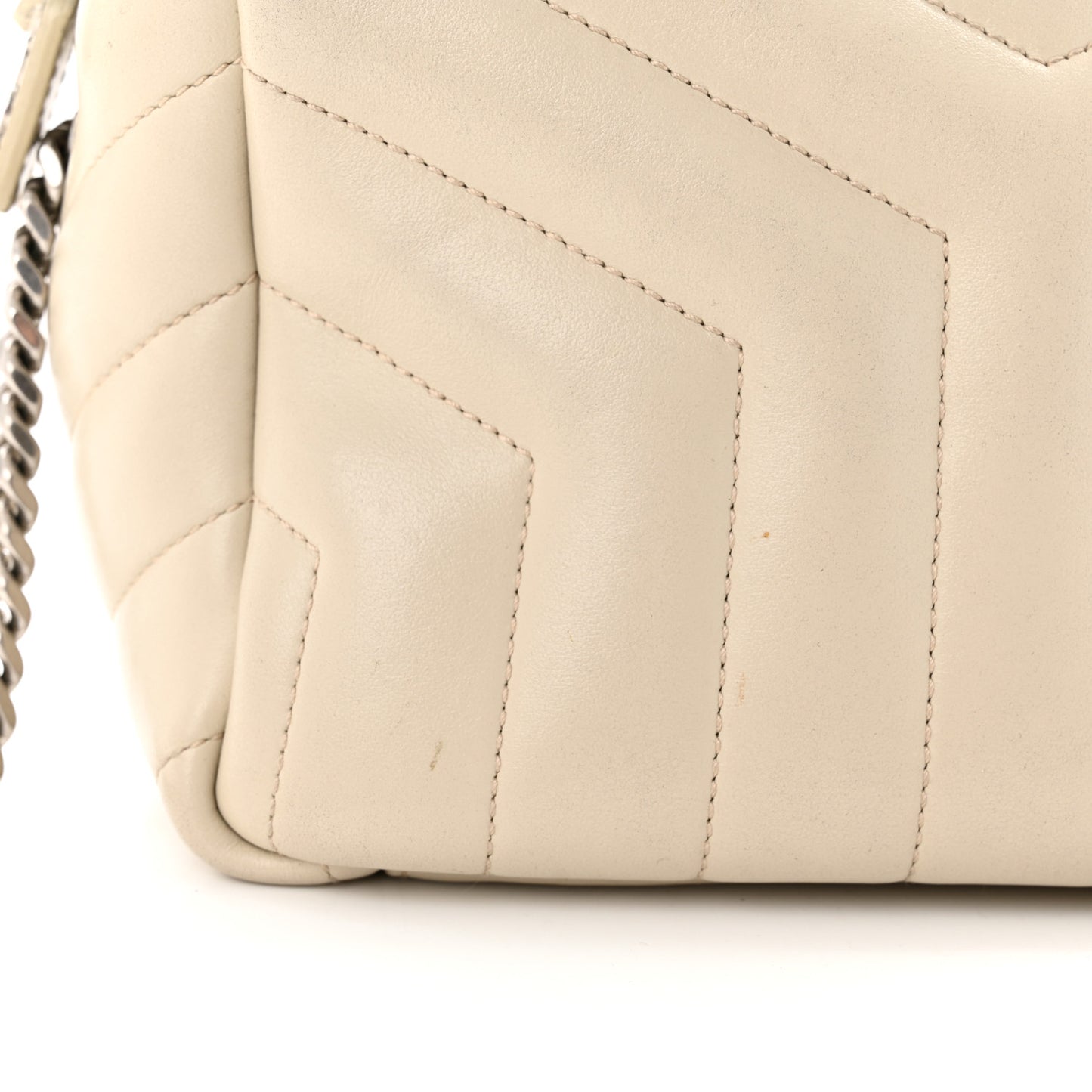 Calfskin Y Quilted Monogram Small Loulou Bowling Bag Ivory