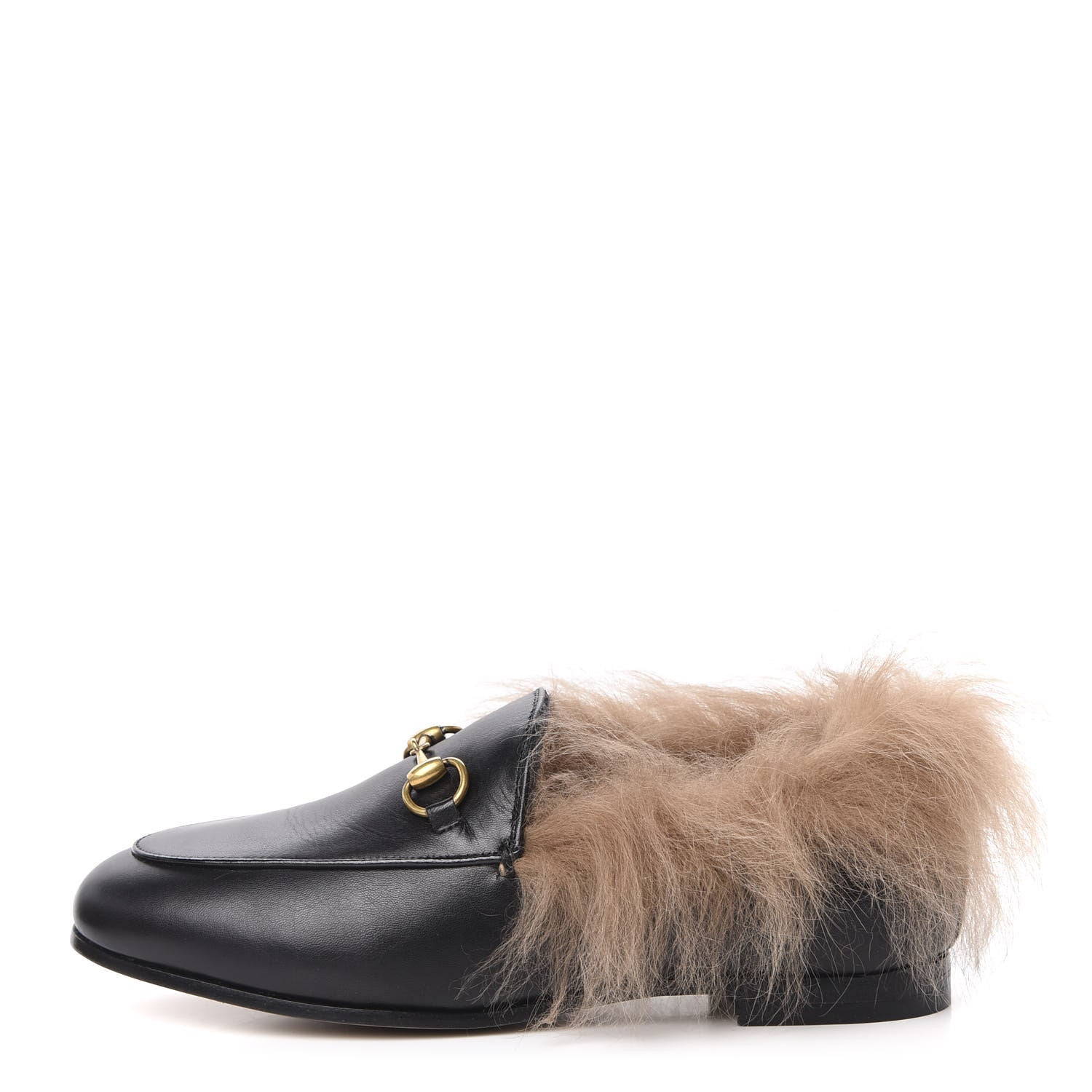 Gucci Malaga Kid Fur Womens Jordaan Loafers 35 Black Natural 1 of 8