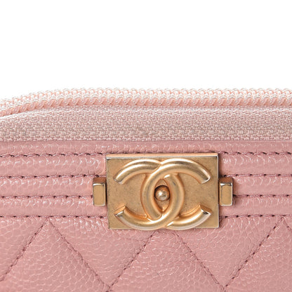 Chanel Caviar Quilted Boy Zip Around Coin Purse Wallet Light Pink 8 of 12