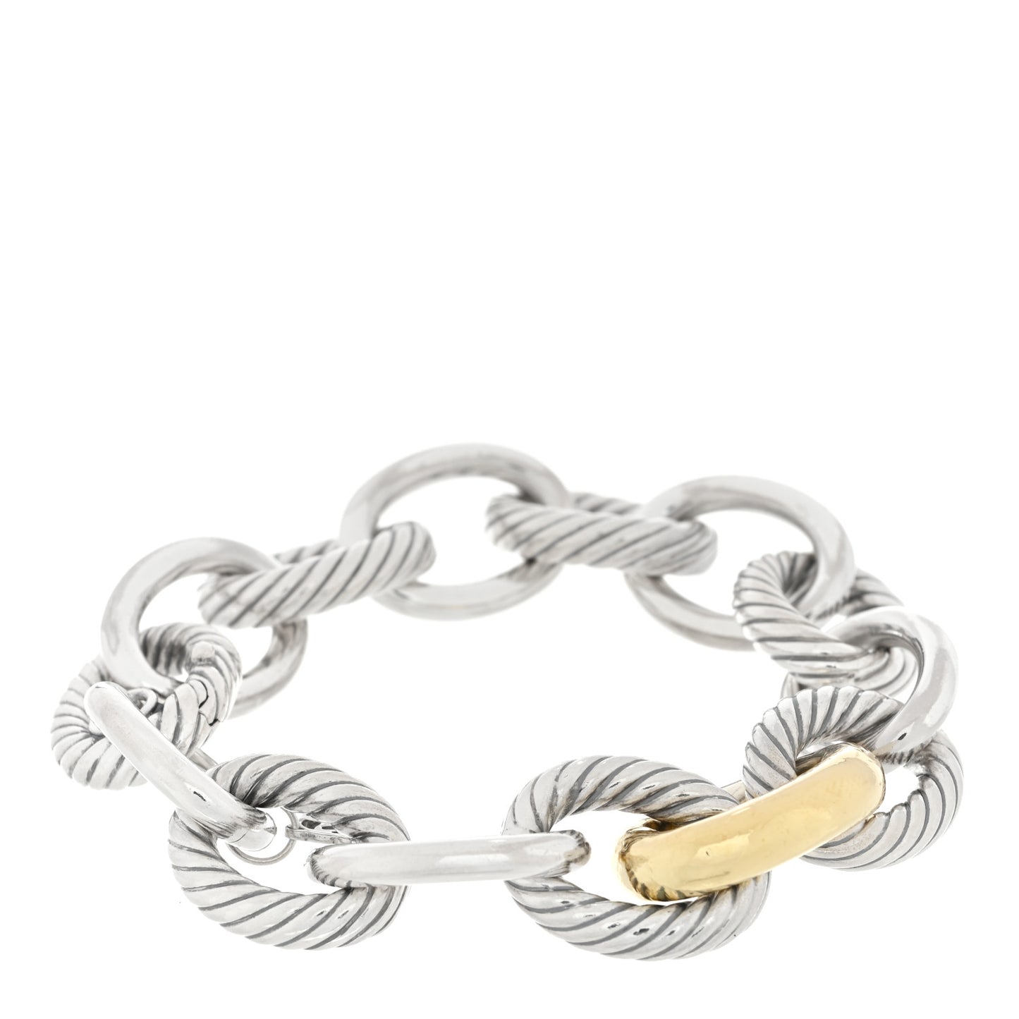Sterling Silver 18K Yellow Gold 17mm Extra Large Oval Link Bracelet