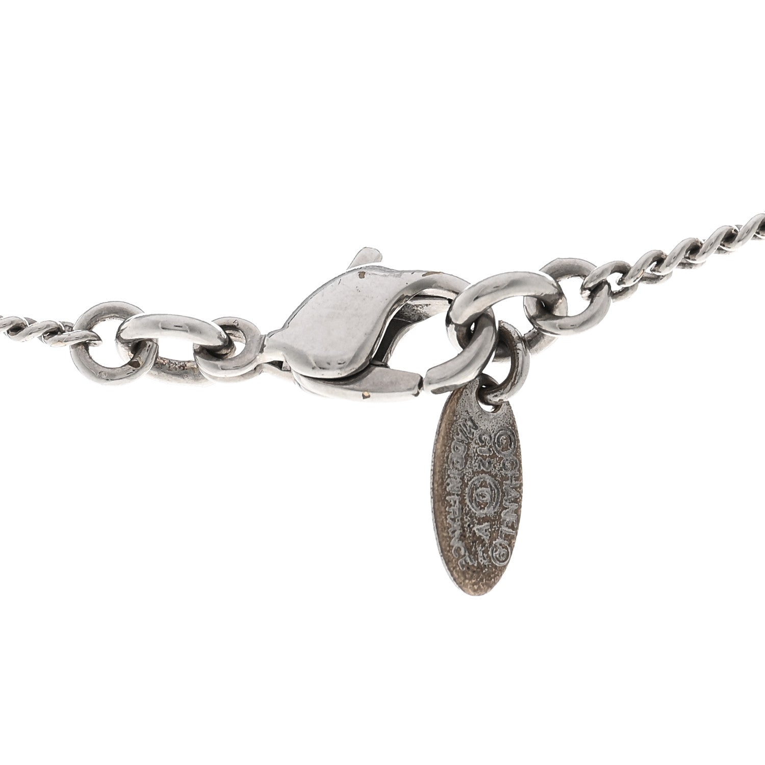 Chanel Crystal Timeless CC Necklace Silver 4 of 5