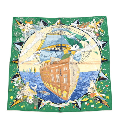 Hermes Silk Flagship Scarf 90 Emeraude Bleu Jean 1 of 5