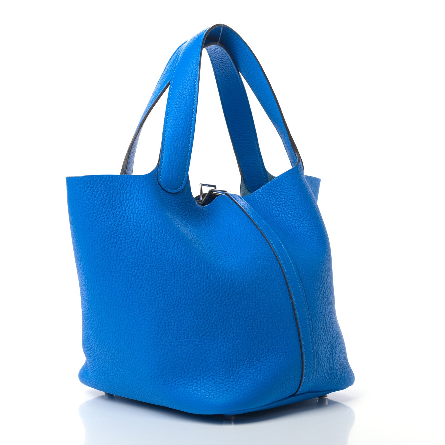 Hermes Taurillon Clemence Picotin Lock 22 MM Bleu Hydra 3 of 9