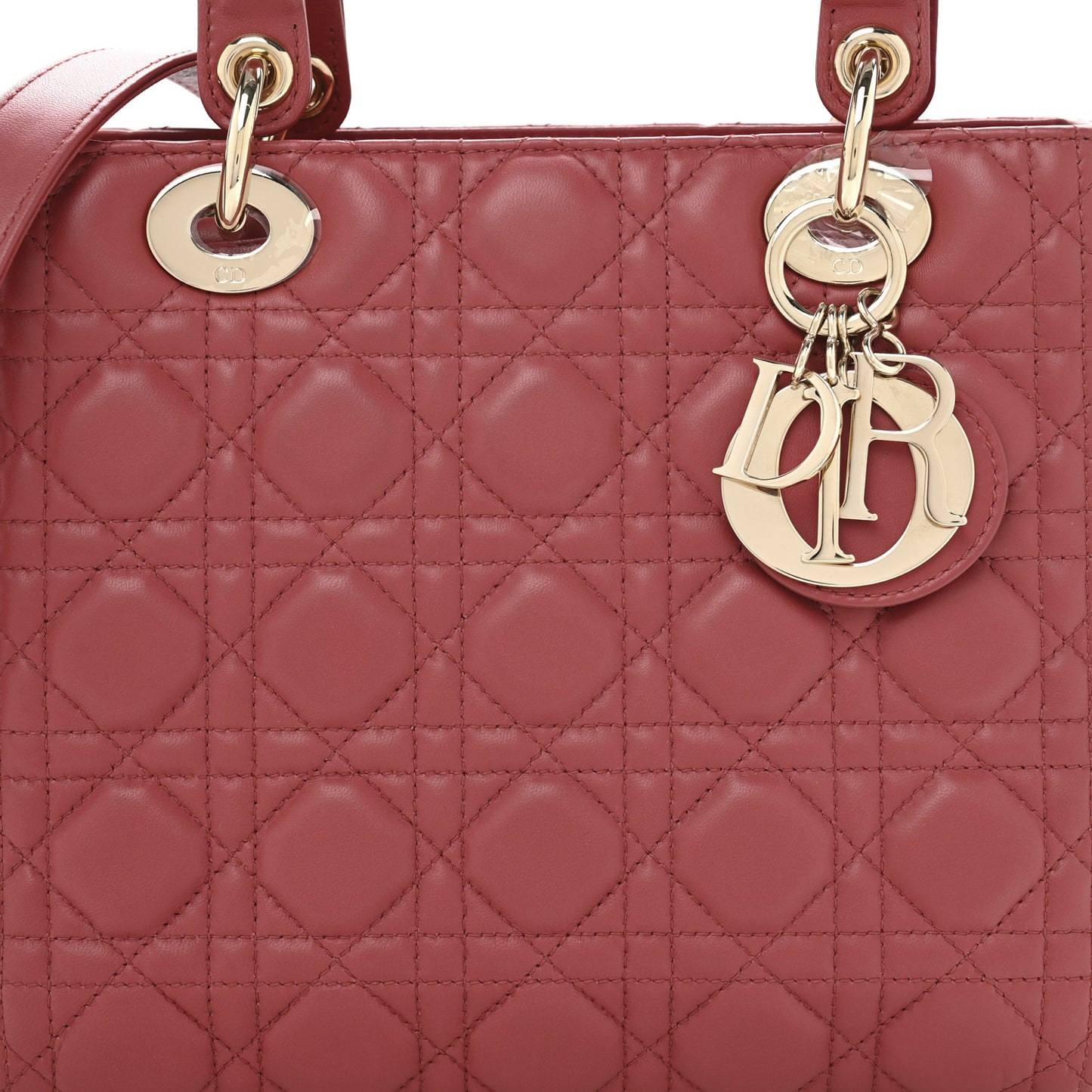 Lambskin Cannage Medium Lady Dior Pink Honey