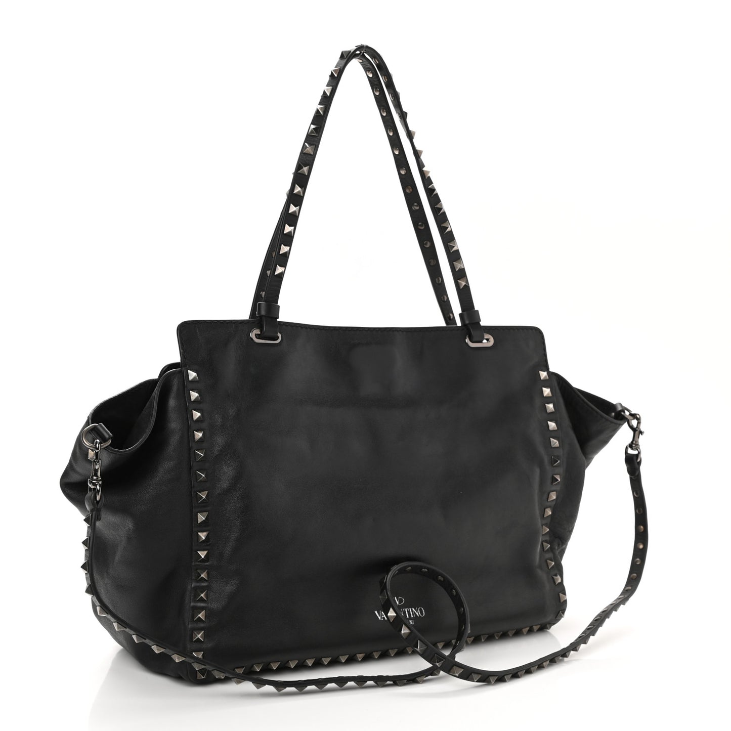 Vitello Medium Rockstud Tote Black