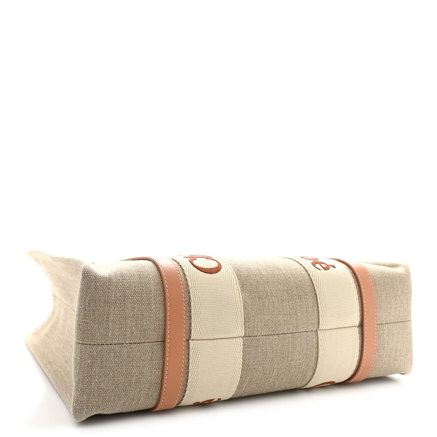 Linen Calfskin Medium Woody Ribbon Tote Wooden Orange
