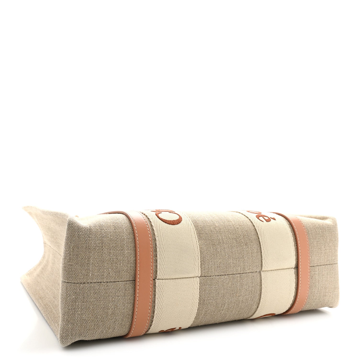 Chloe Linen Calfskin Medium Woody Ribbon Tote Wooden Orange 4 of 10