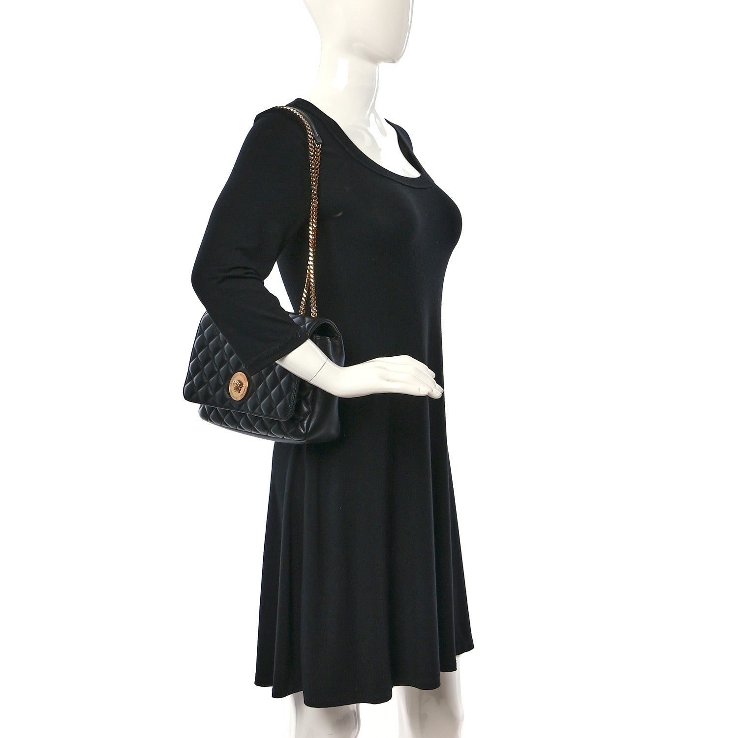 Versace Nappa Quilted La Medusa Chain Crossbody Black 2 of 10