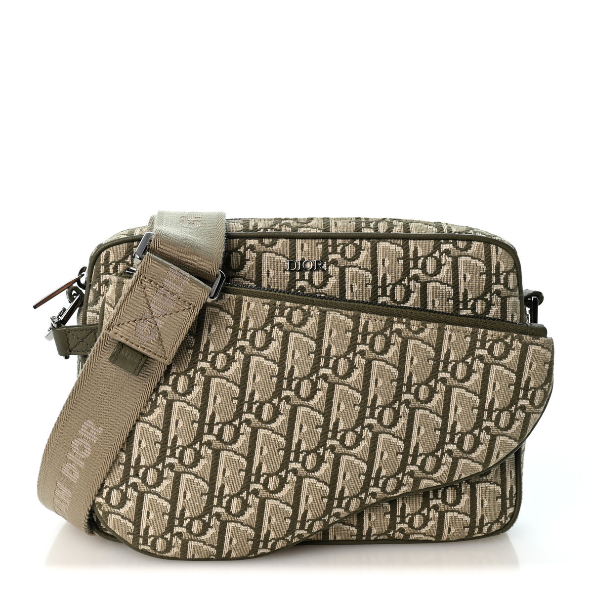 Christian Dior Oblique Saddle Triple Pouch Green 1 of 11