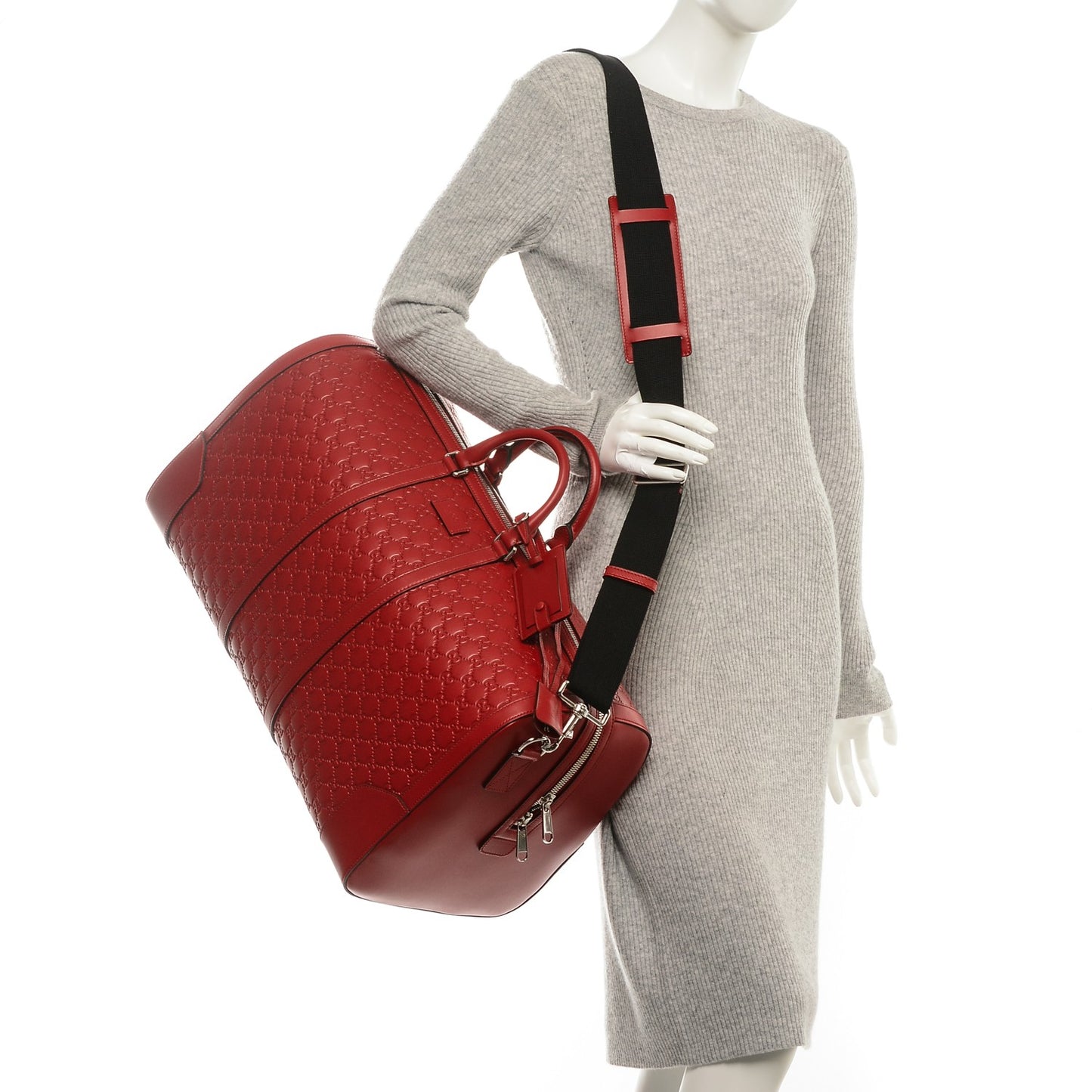 Guccissima Signature Large Duffle Hibiscus Red