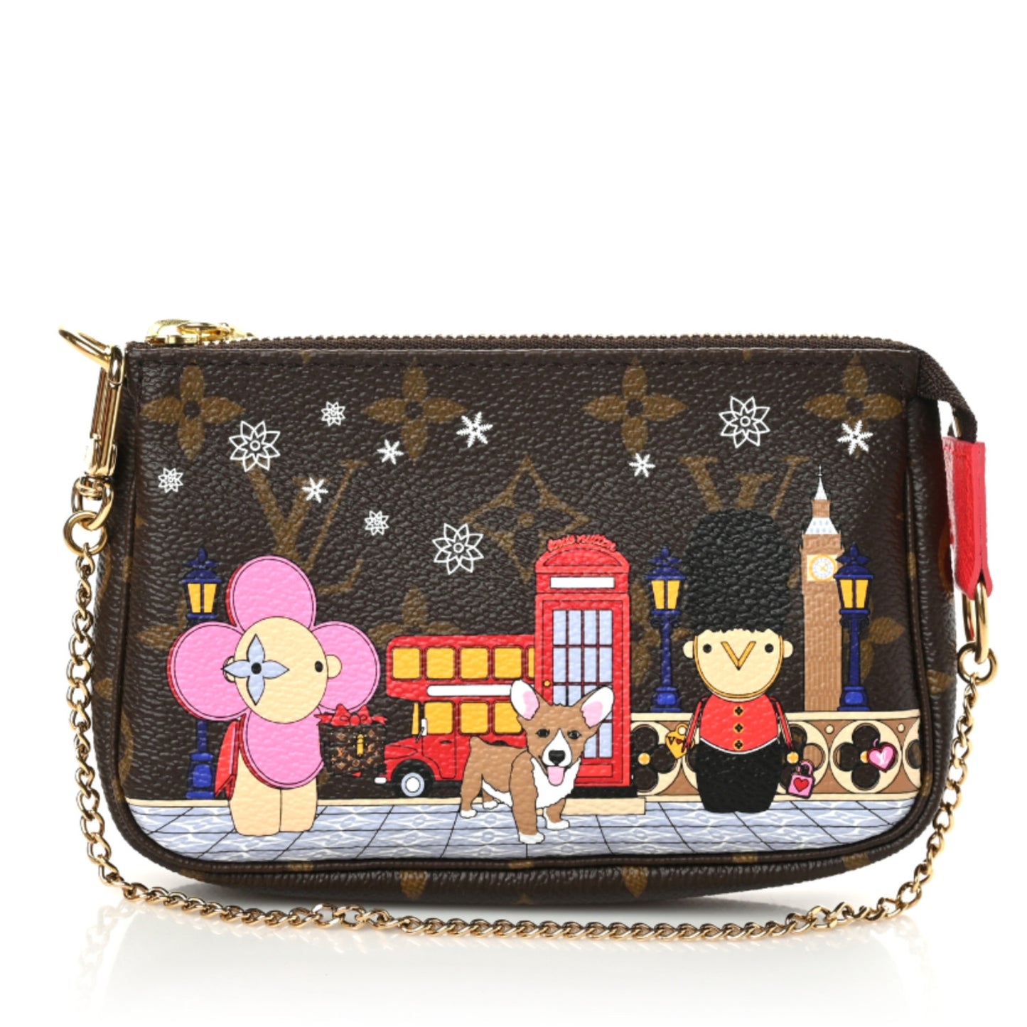 Monogram 2021 Christmas Animation London Mini Pochette Accessories Red