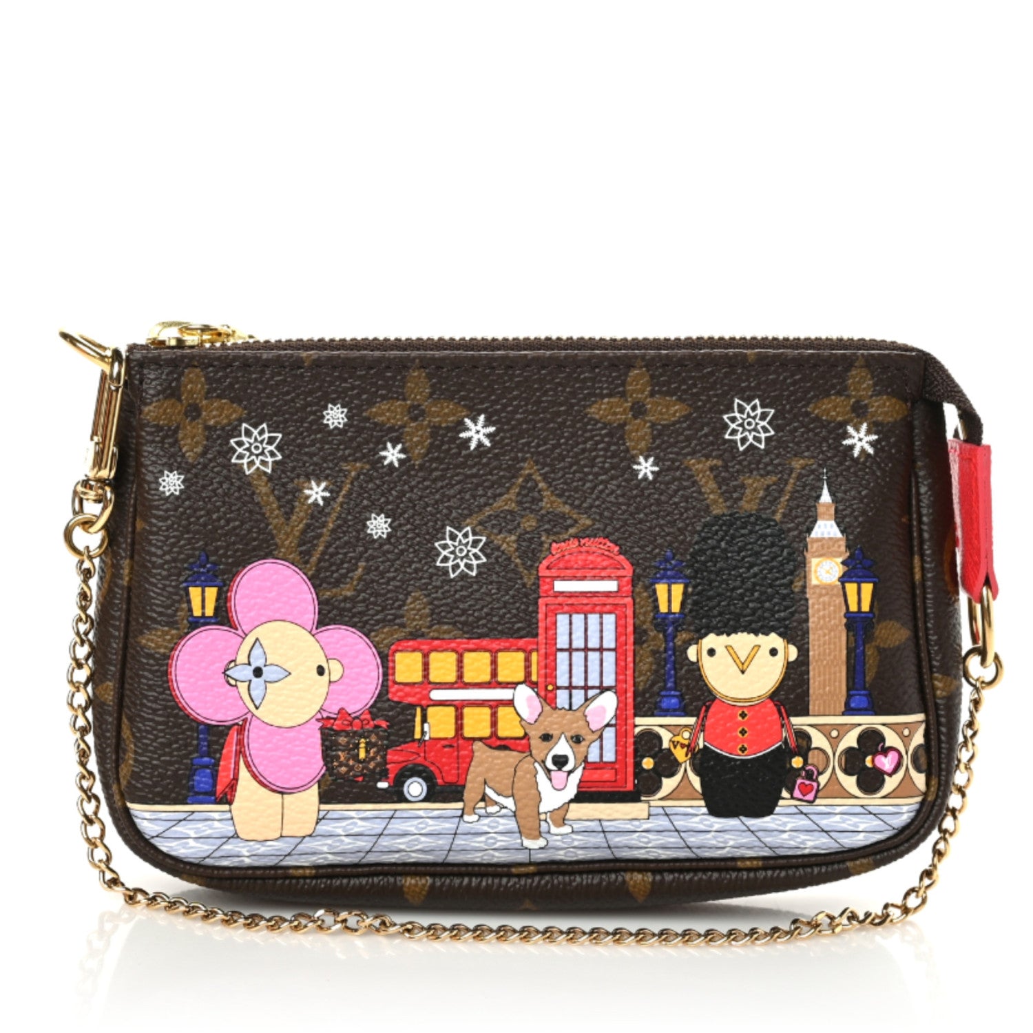 Louis Vuitton Monogram 2021 Christmas Animation London Mini Pochette Accessories Red 1 of 10