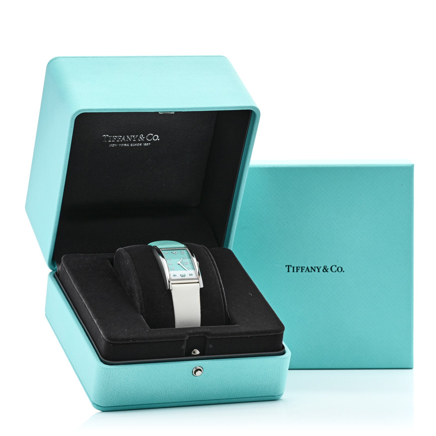 Tiffany Stainless Steel Calfskin 22mm East West 2-Hand Quartz Watch Tiffany Blue 5 of 5
