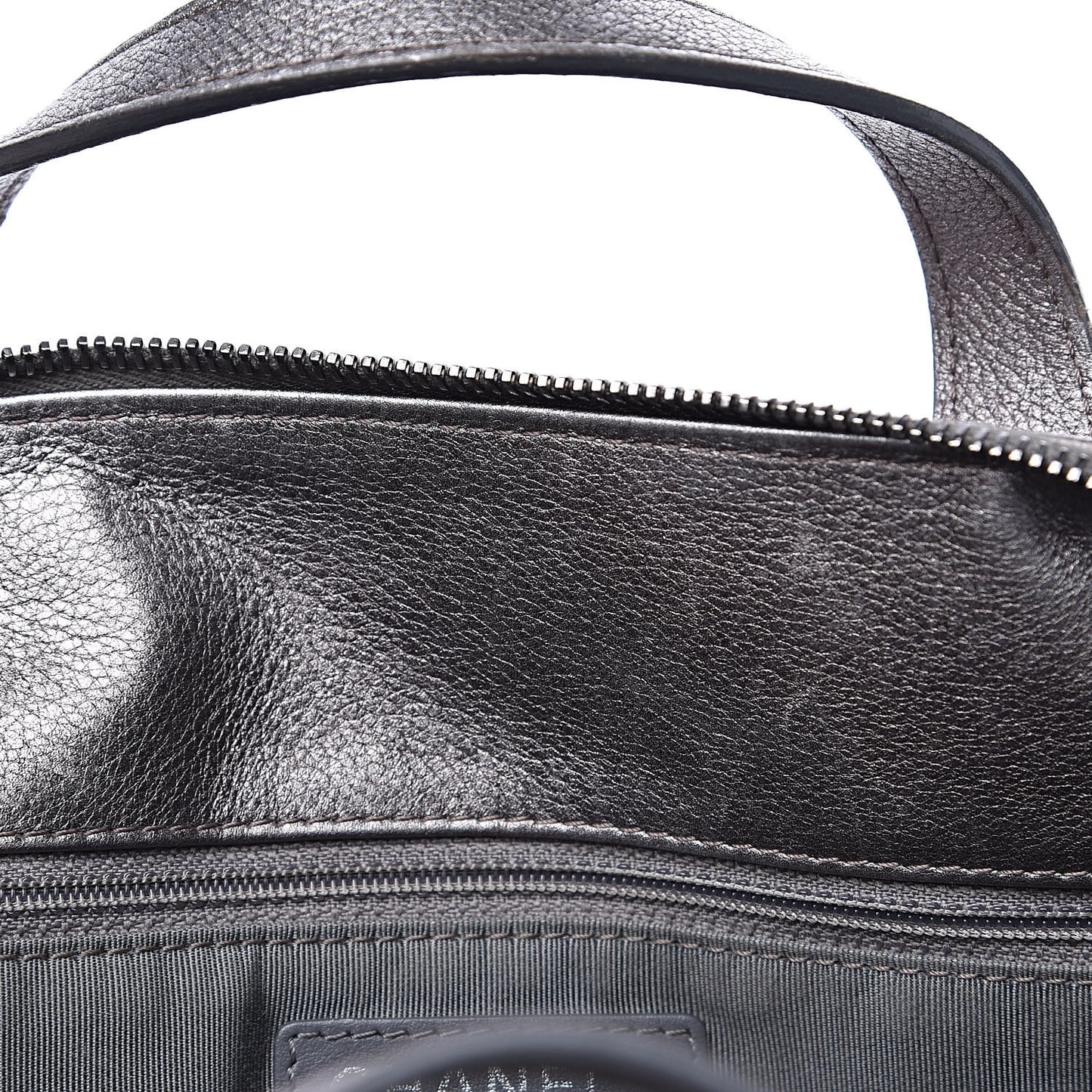 Metallic Grained Calfskin Quilted Large Casual Pocket Bowling Bag Silver