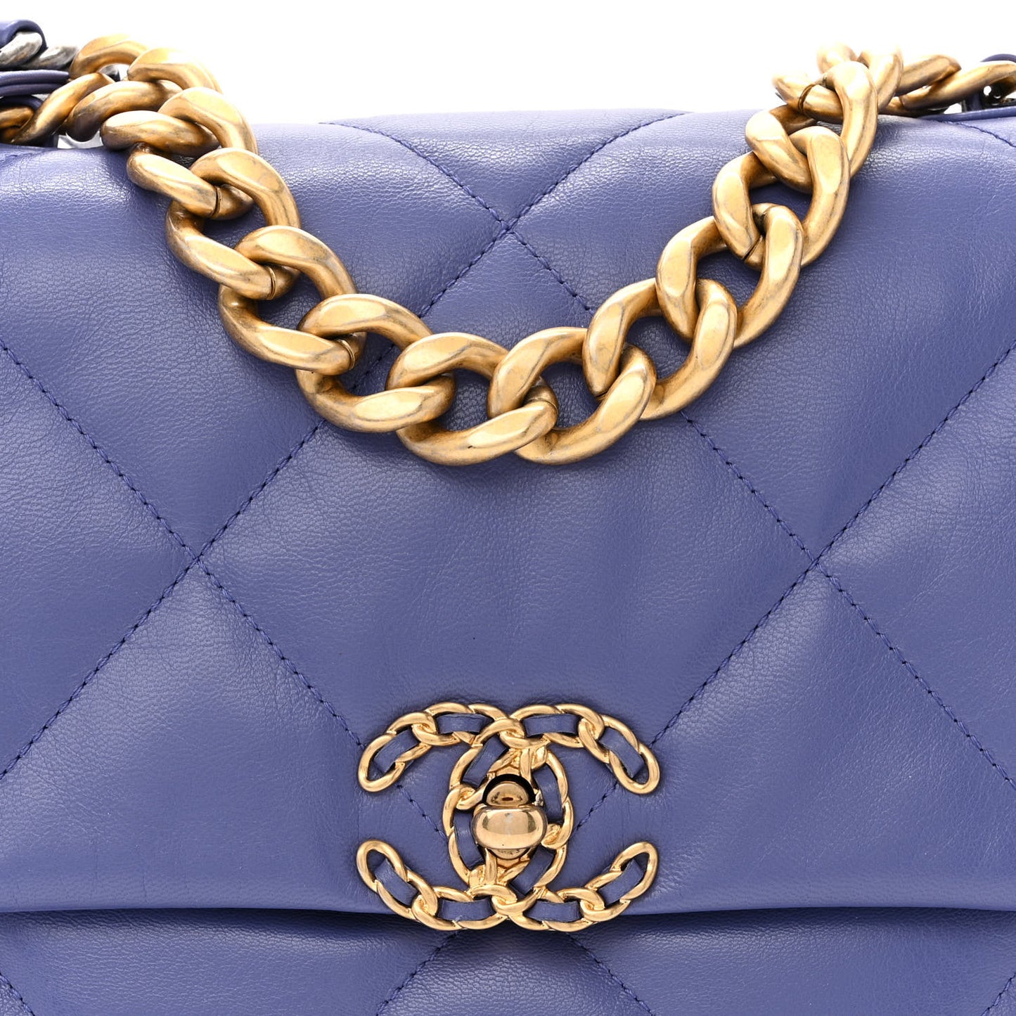 Lambskin Quilted Large Chanel 19 Flap Purple