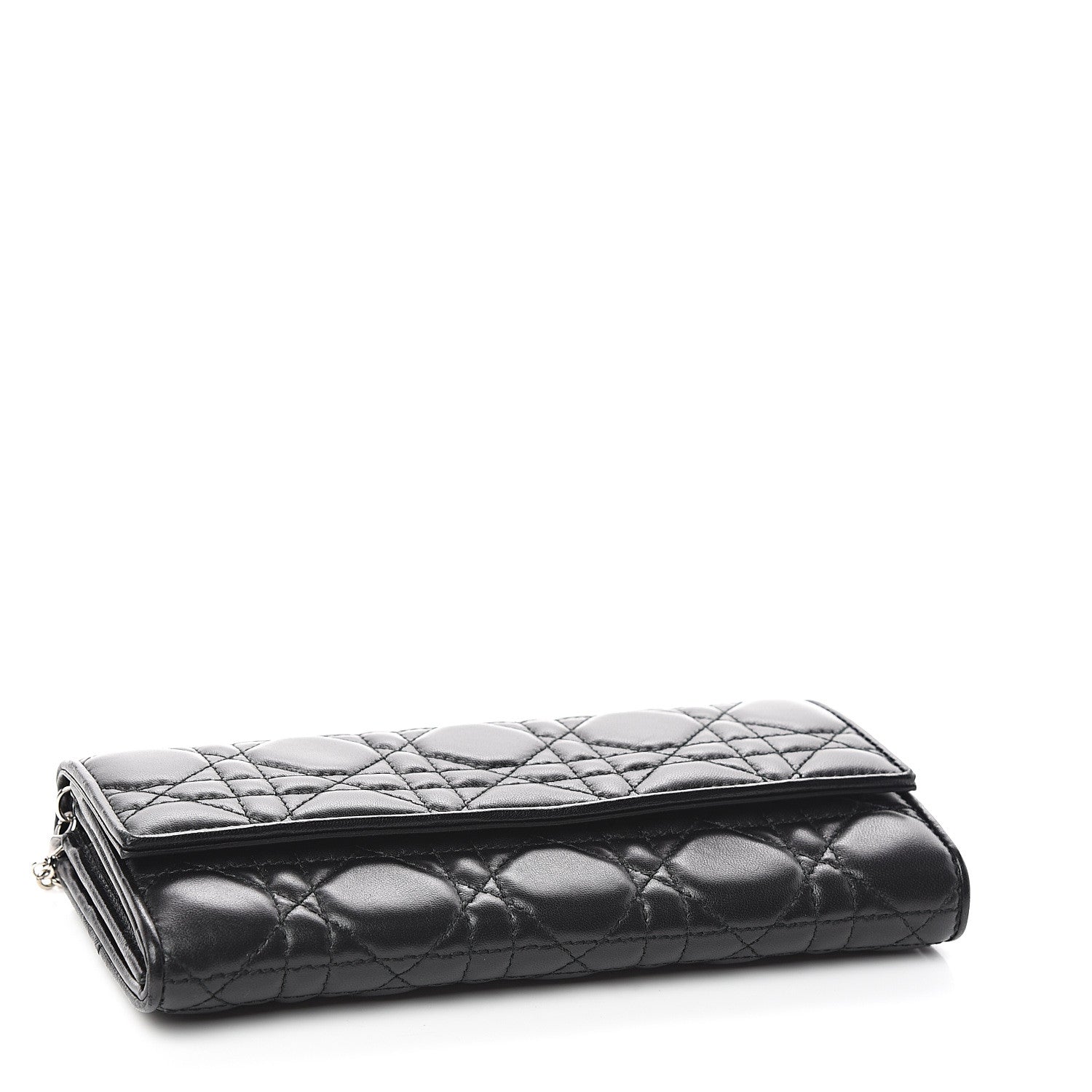 Christian Dior Lambskin Cannage Lady Dior Rendezvous Wallet On Chain Black 3 of 10