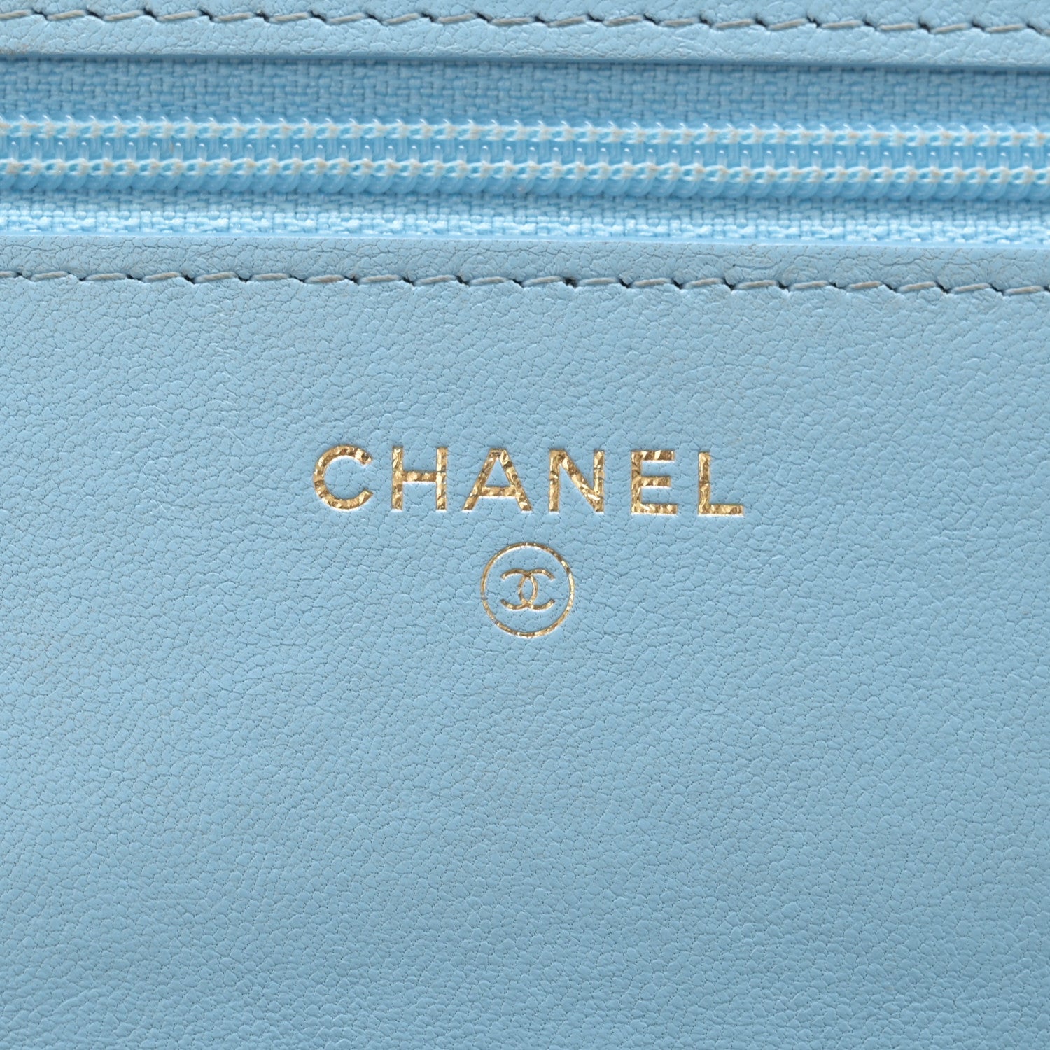 Chanel Lambskin Quilted Chanel 19 Wallet On Chain WOC Light Blue 6 of 14