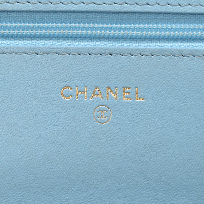 Chanel Lambskin Quilted Chanel 19 Wallet On Chain WOC Light Blue 6 of 14