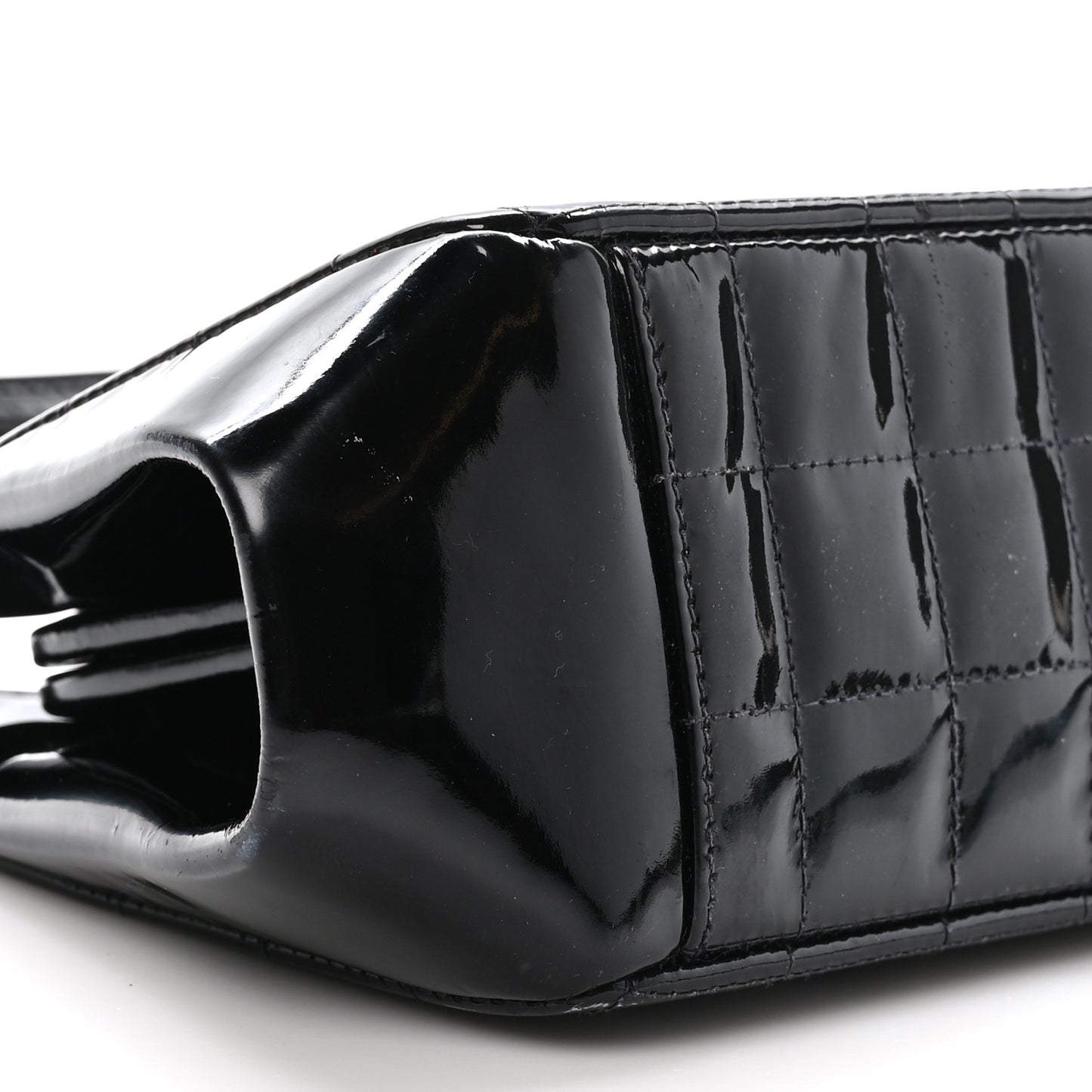 Patent Chocolate Bar Quilted CC Shoulder Bag Black
