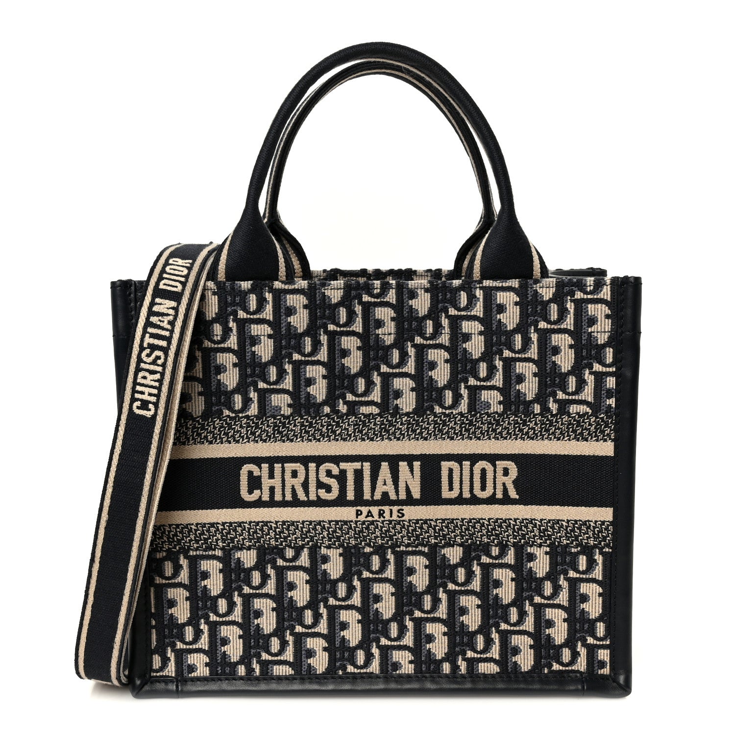 Christian Dior Oblique Calfskin Small Book Tote With Strap Blue Multicolor 1 of 10