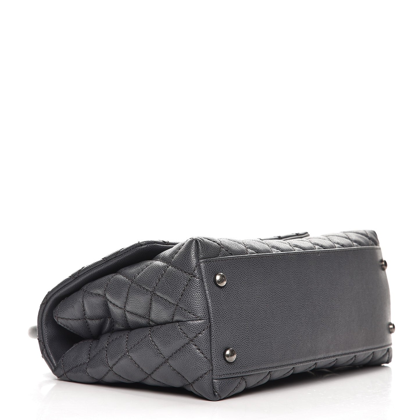 Caviar Quilted Small Coco Handle Flap Grey