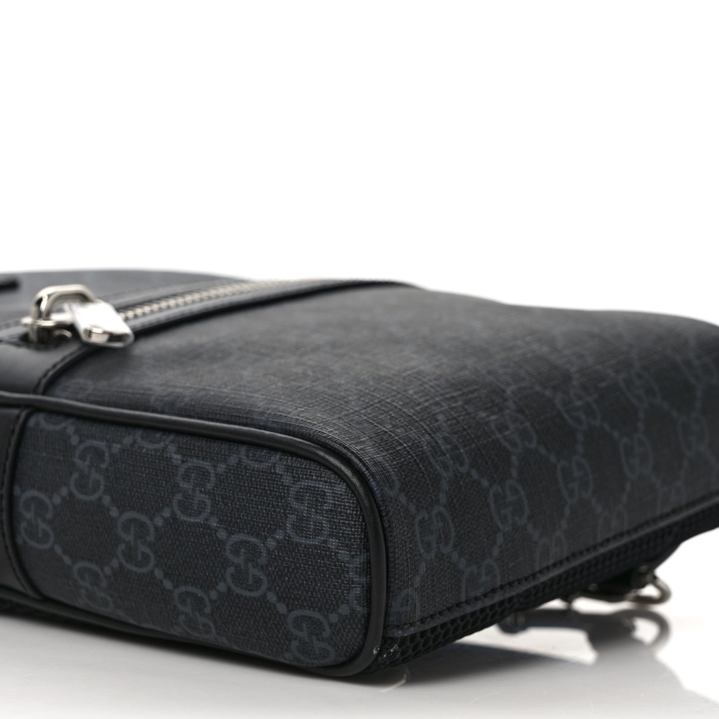 GG Supreme Monogram Calfskin Web Sling Backpack Black Grey