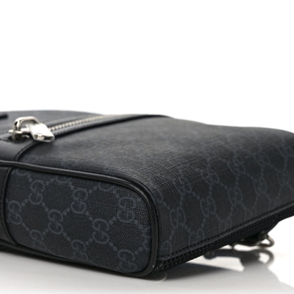 Gucci GG Supreme Monogram Calfskin Web Sling Backpack Black Grey 7 of 8
