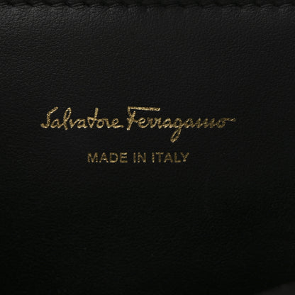Salvatore Ferragamo Raffia Calfskin The Studio Box Tote Black 7 of 12