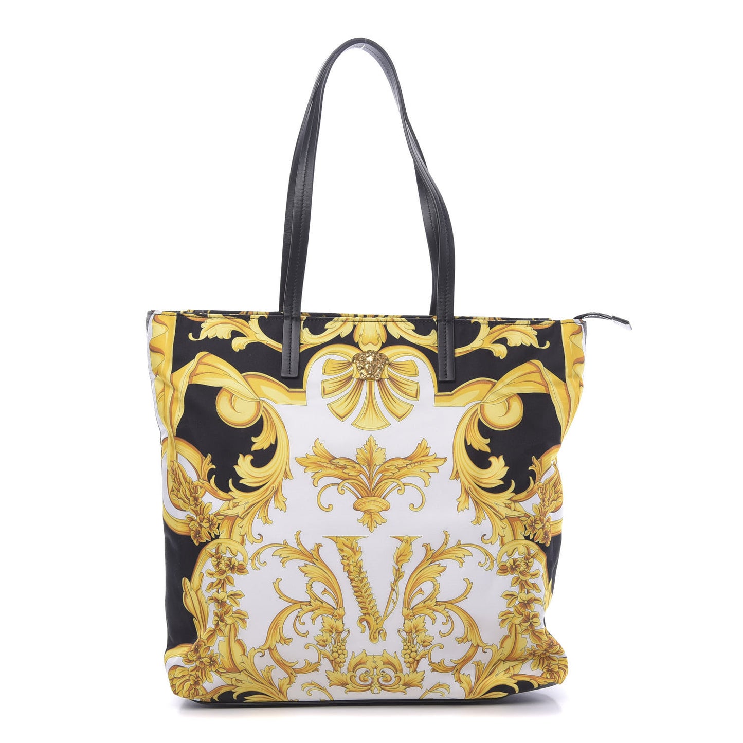 Nylon Baroque Print Tote Black