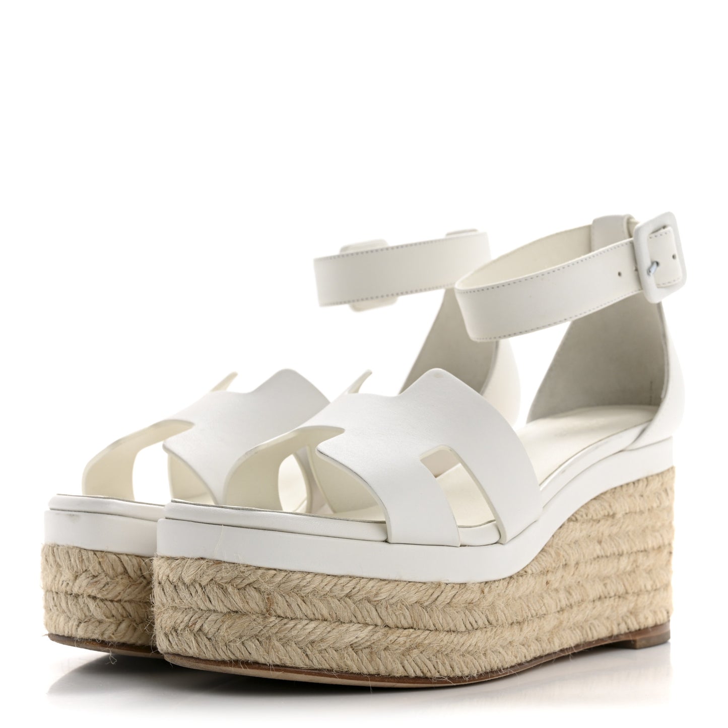 Goatskin Elda Espadrille Wedge Sandals 35 White