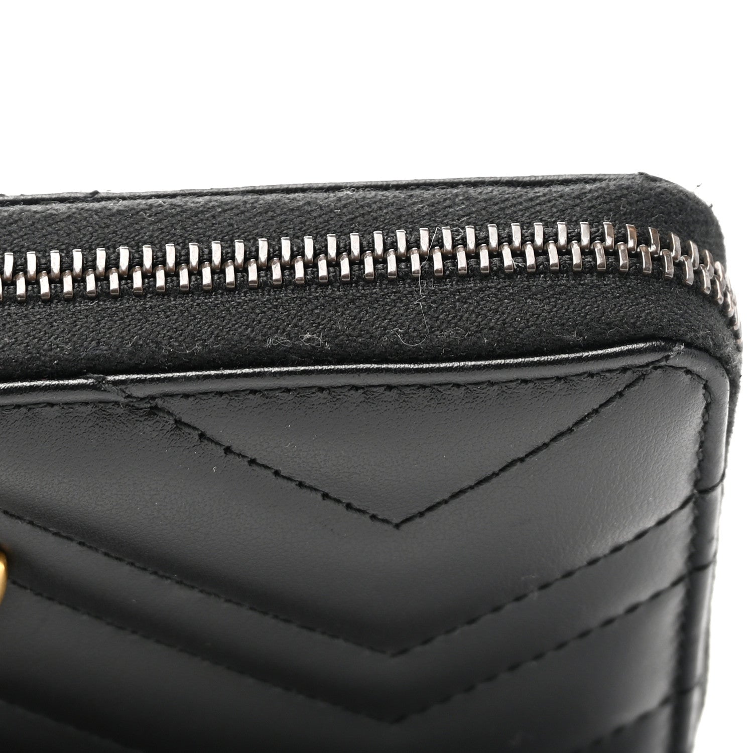 Gucci Calfskin Matelasse GG Marmont Zip Around Wallet Black 6 of 7