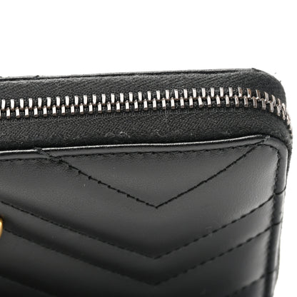 Gucci Calfskin Matelasse GG Marmont Zip Around Wallet Black 6 of 7