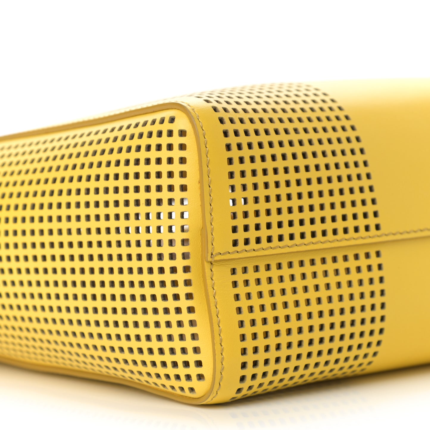 Calfskin Perforated Graphic T Tote Citron