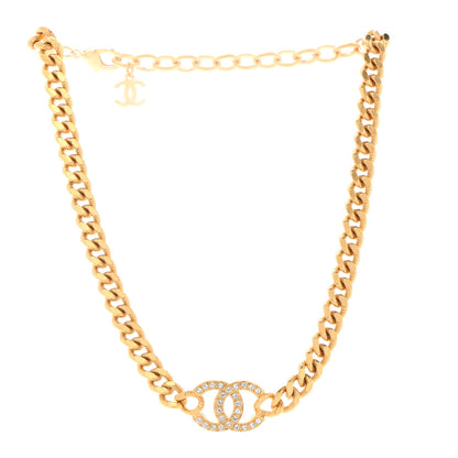 Chanel Crystal Chain Link CC Choker Necklace Gold 3 of 6