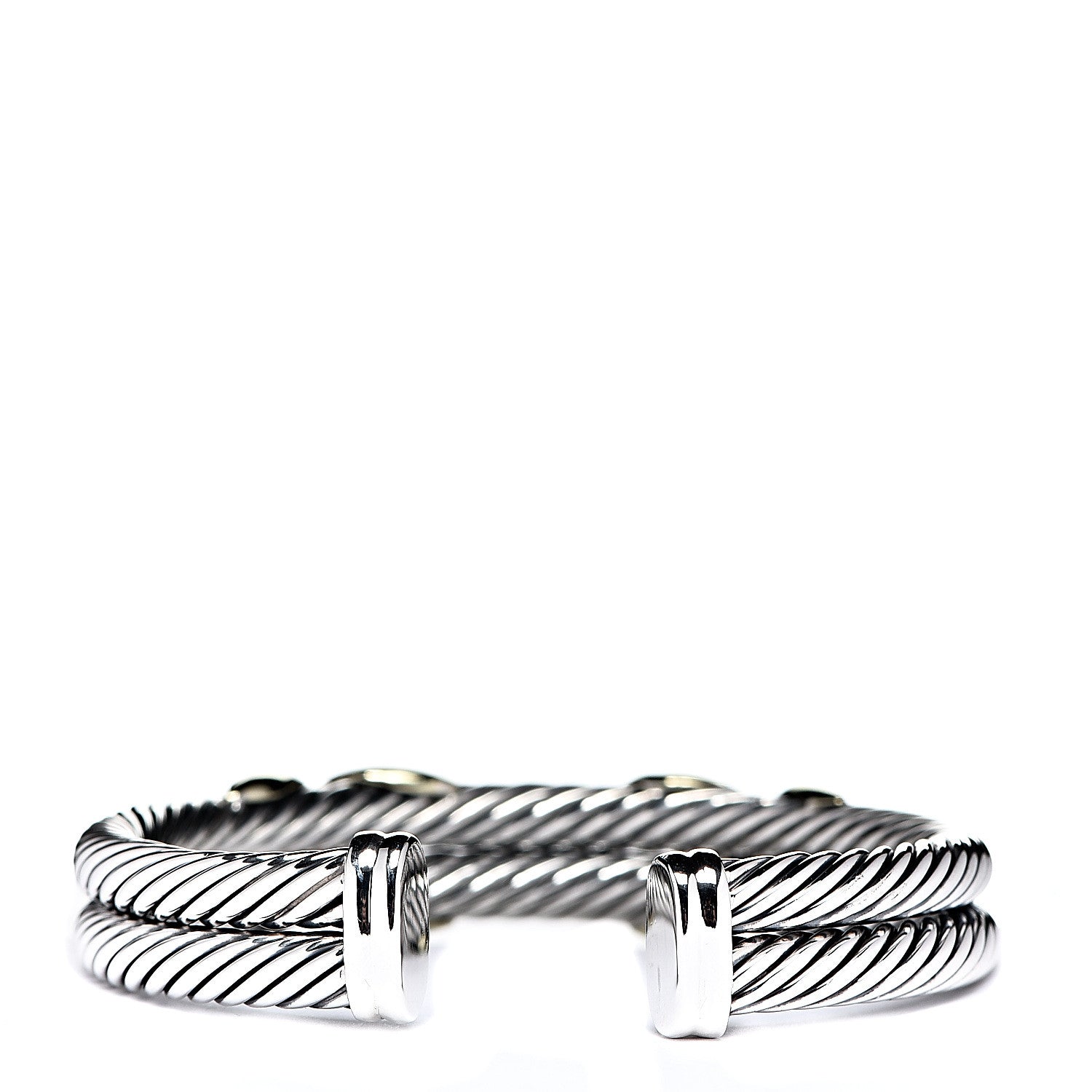 David Yurman Sterling Silver 14K Yellow Gold 10mm Double X Bracelet 2 of 4