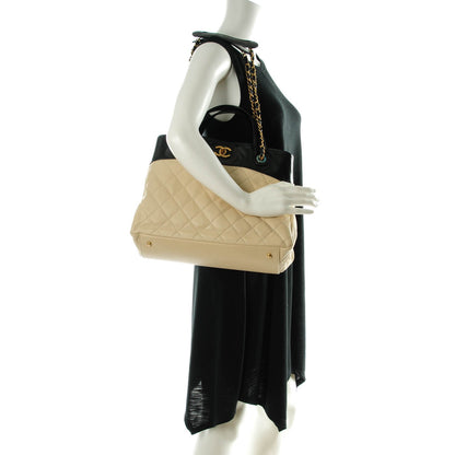 Chanel Calfskin Quilted In The Mix Shopping Tote Beige Black 2 of 8