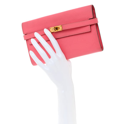 Hermes Epsom Kelly Longue Wallet Rose Azalee 2 of 9