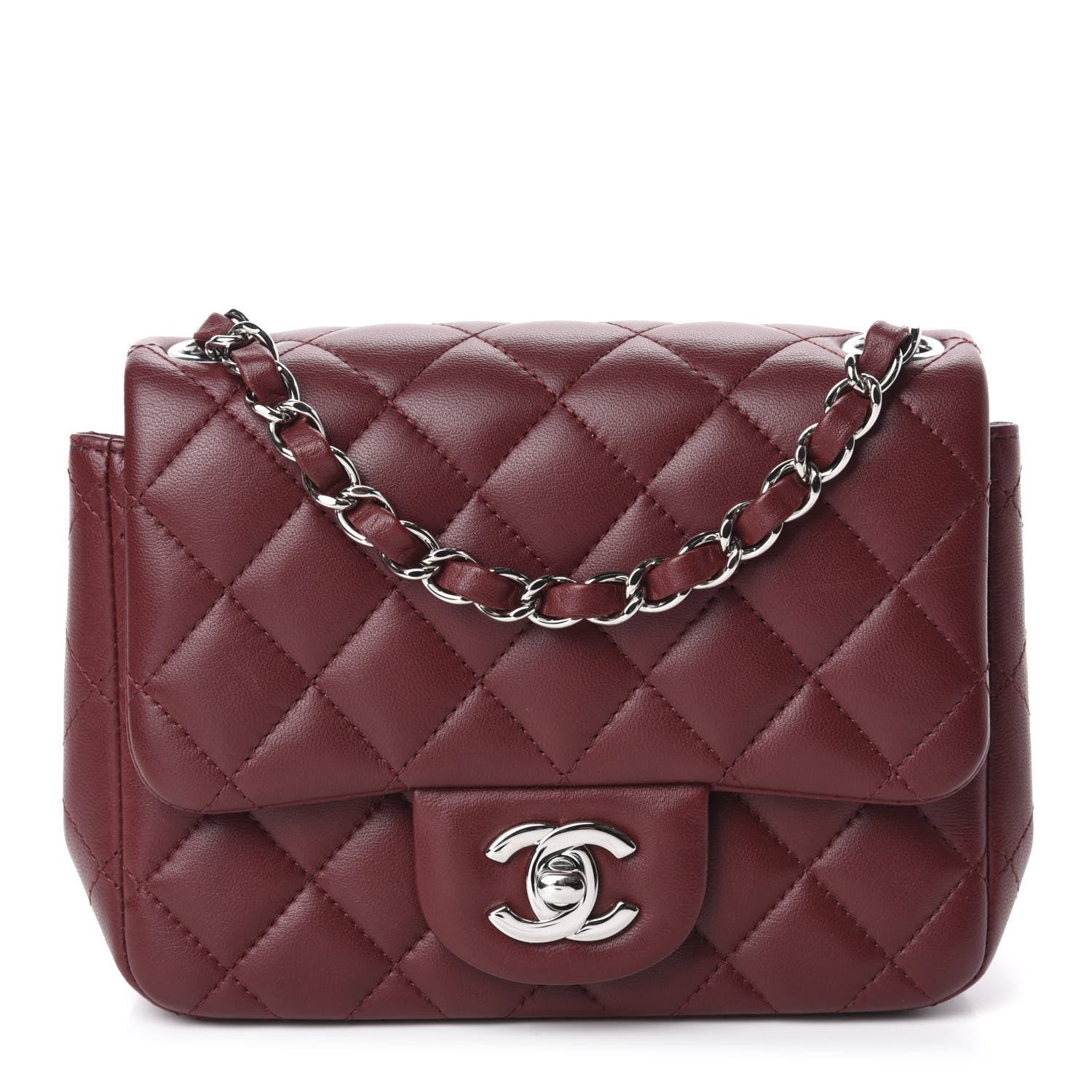 Chanel Lambskin Quilted Mini Square Flap Burgundy 1 of 10